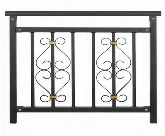 Black steel flat-top decorative fence panel